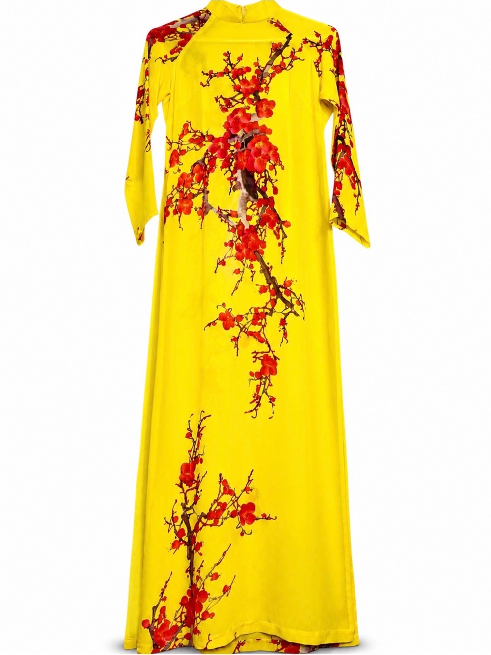 Handmade Vietnamese ao dai Yellow ( chest 94cm, waist 76cm) back zip no pants